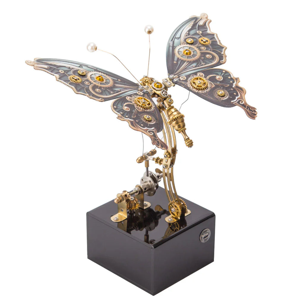 Mariposa Mecánica Steampunk Metal 3D con Caja Musical