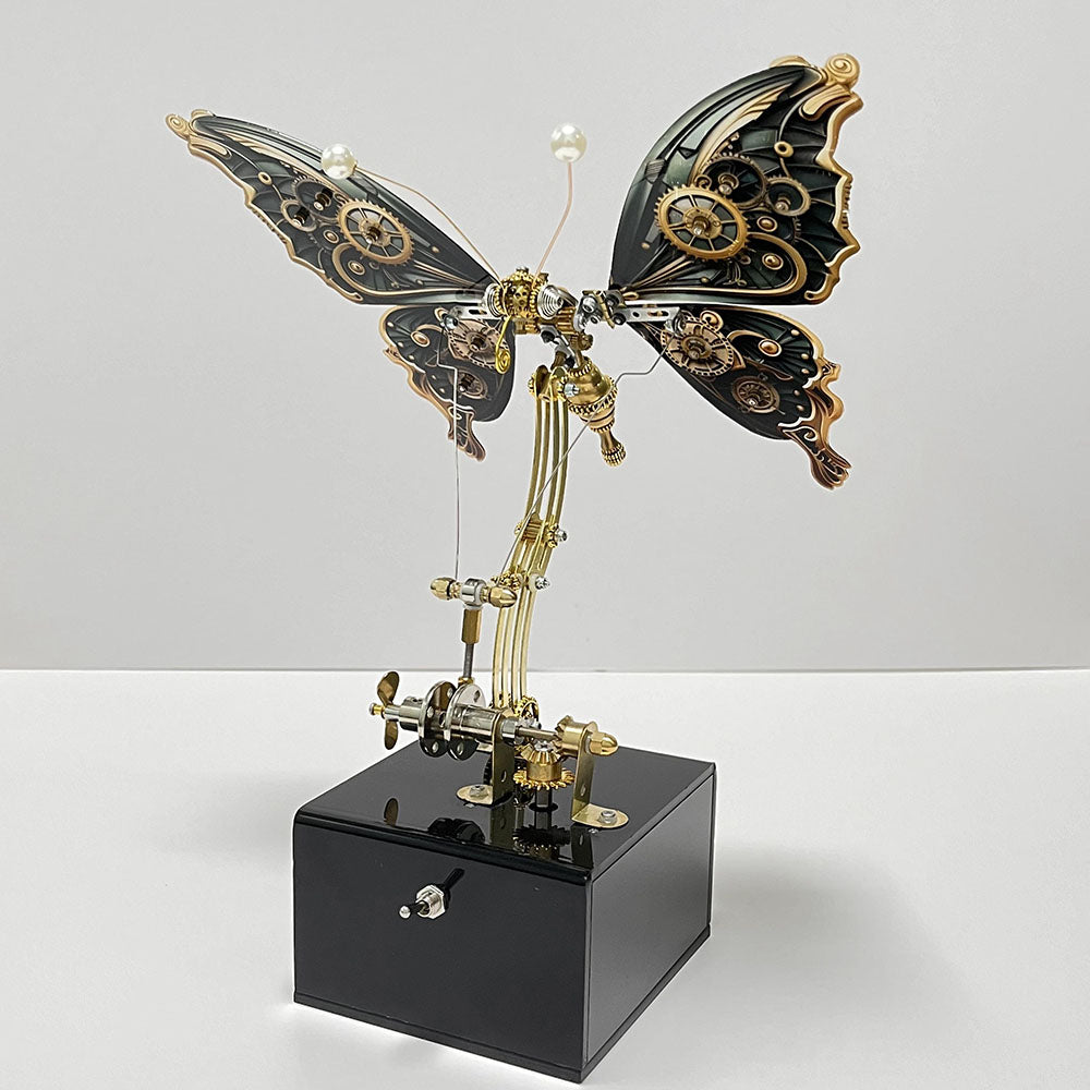 Mariposa Mecánica Steampunk Metal 3D con Caja Musical