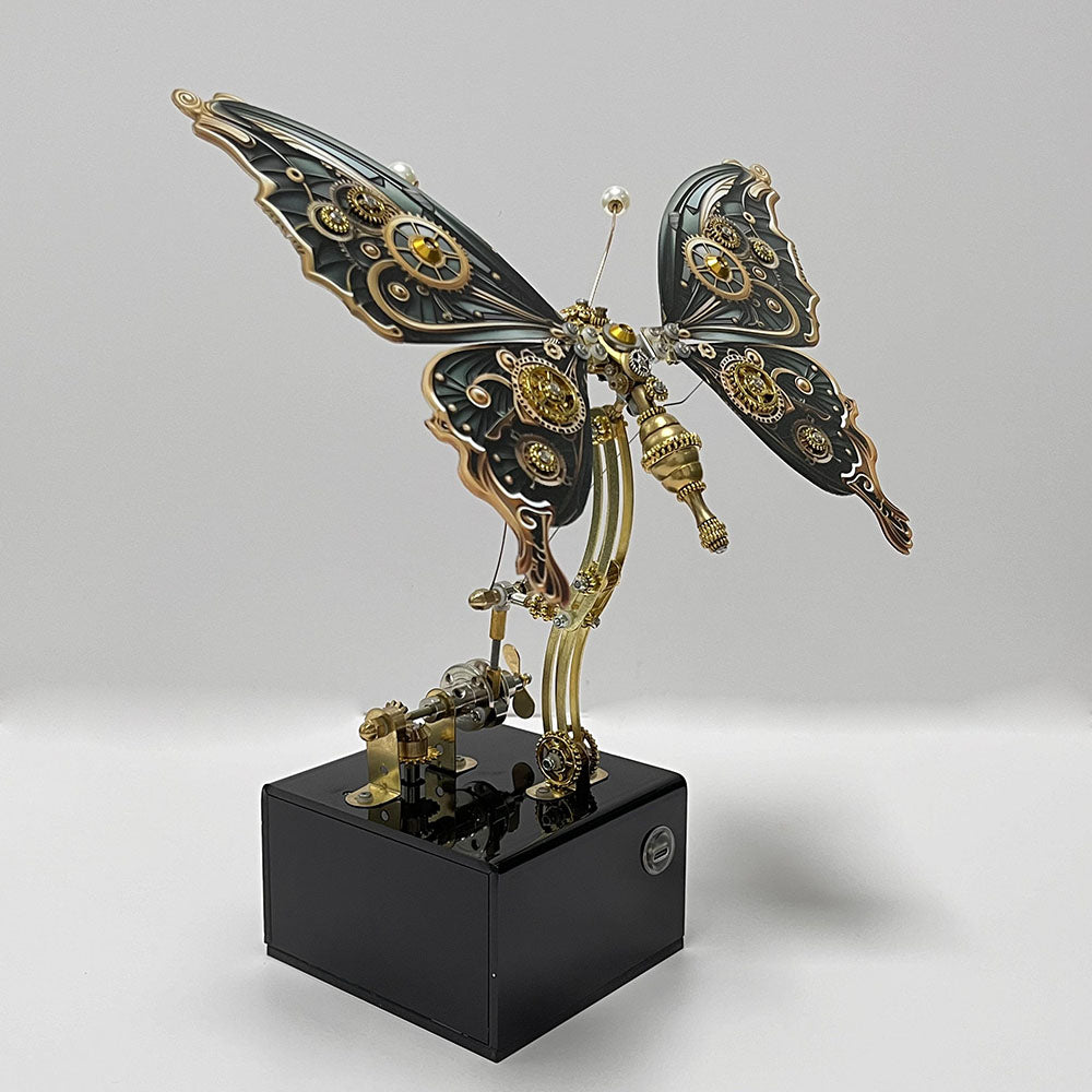 Mariposa Mecánica Steampunk Metal 3D con Caja Musical
