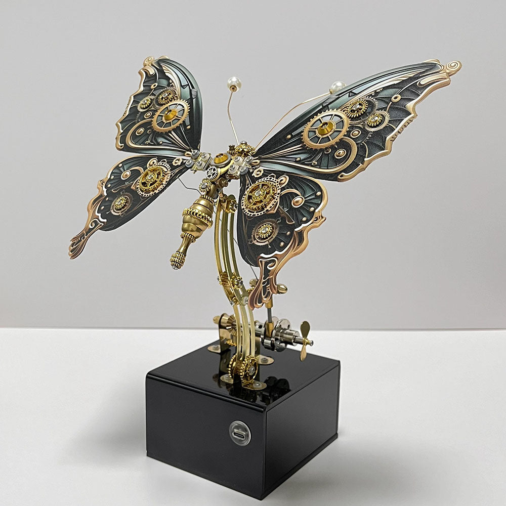 Mariposa Mecánica Steampunk Metal 3D con Caja Musical