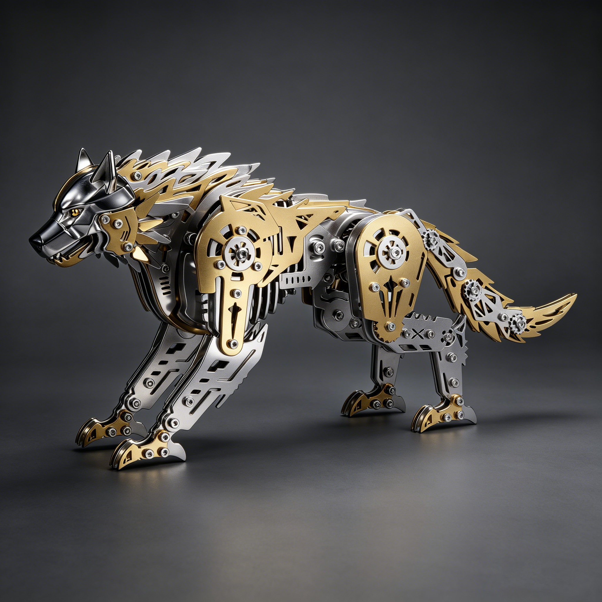 Lobo Mecánico Articulado Metal 3D