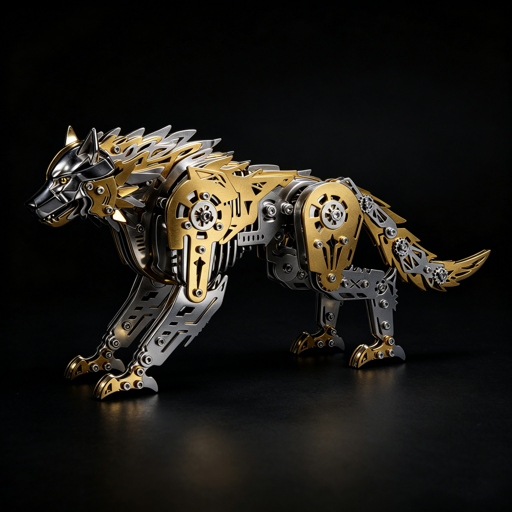Lobo Mecánico Articulado Metal 3D