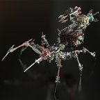 Araña de Batalla Negra Mecánica Metal 3D