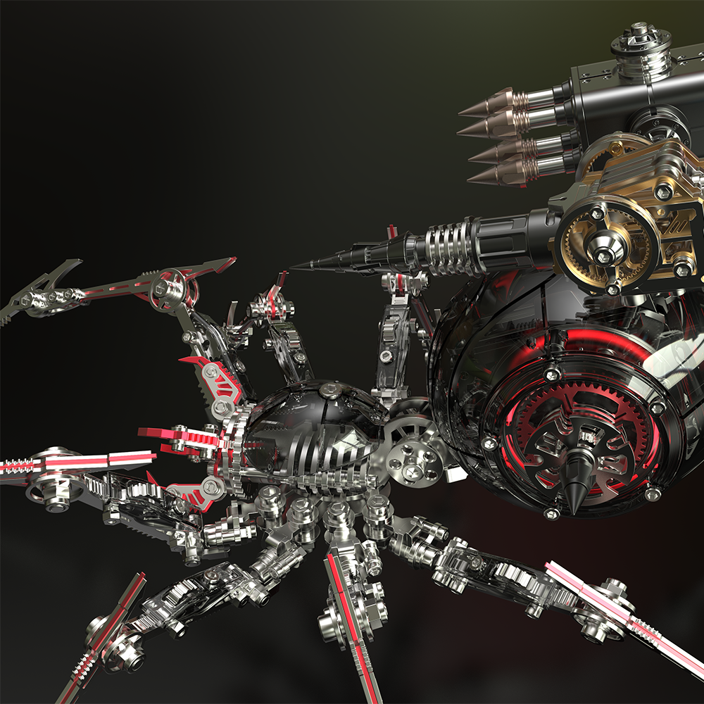 Araña de Batalla Negra Mecánica Metal 3D