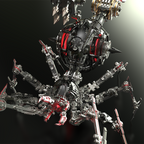 Araña de Batalla Negra Mecánica Metal 3D