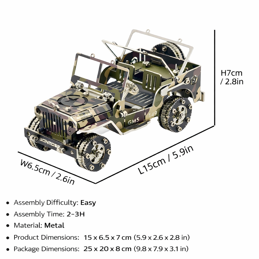 Jeep Militar Camuflaje Metal 3D
