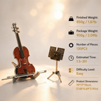 Violín Miniatura Elegante Metal 3D