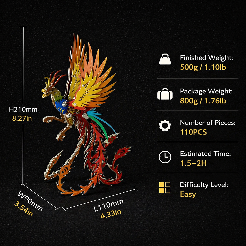 Fénix Mecánico Metal 3D