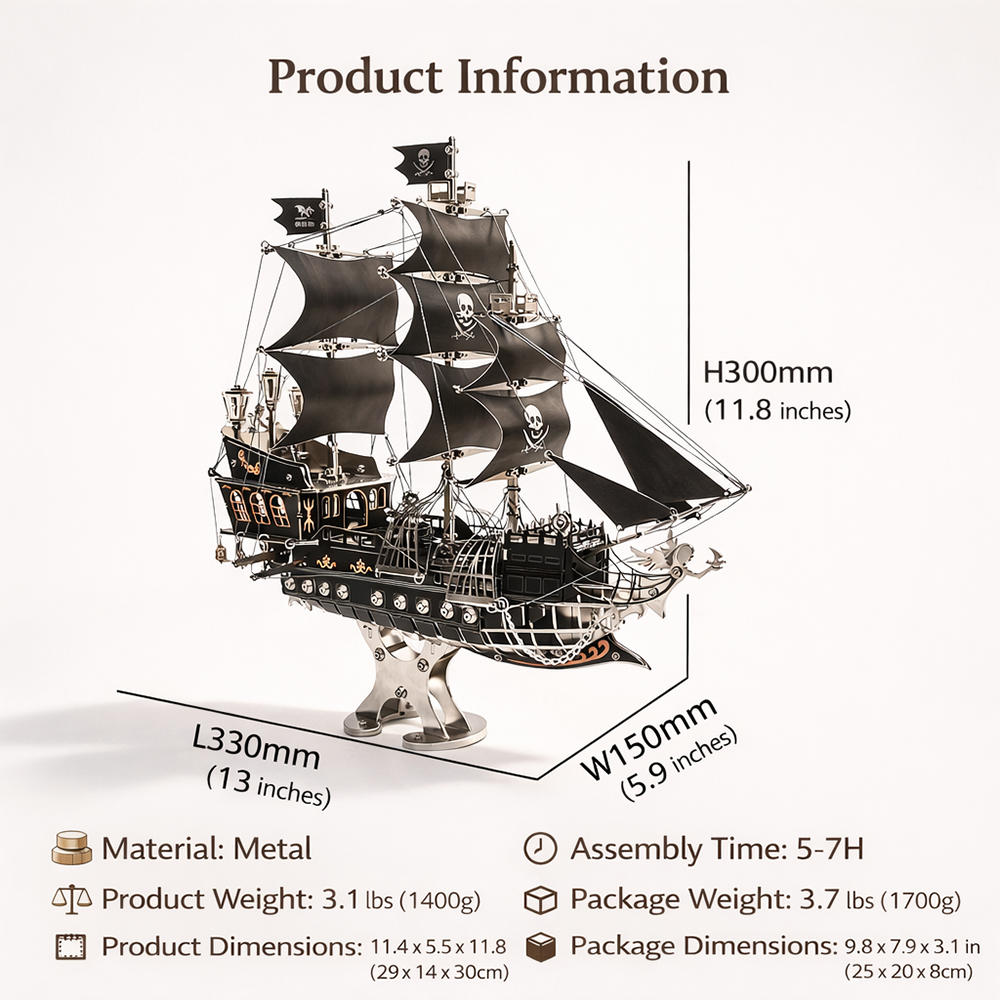 Barco Pirata Mecánico Metal 3D