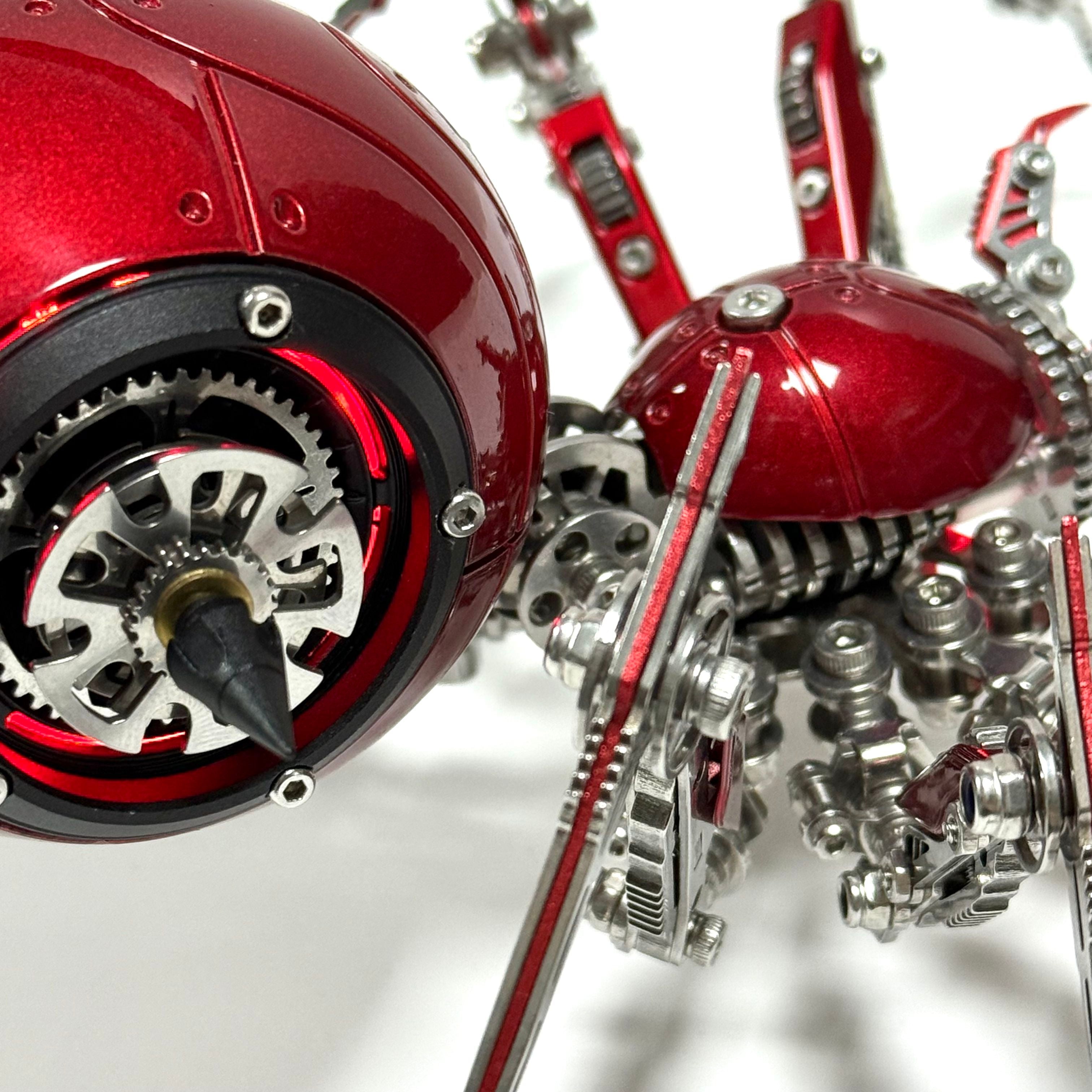Araña Roja Mecánica Steampunk Metal 3D con Armas