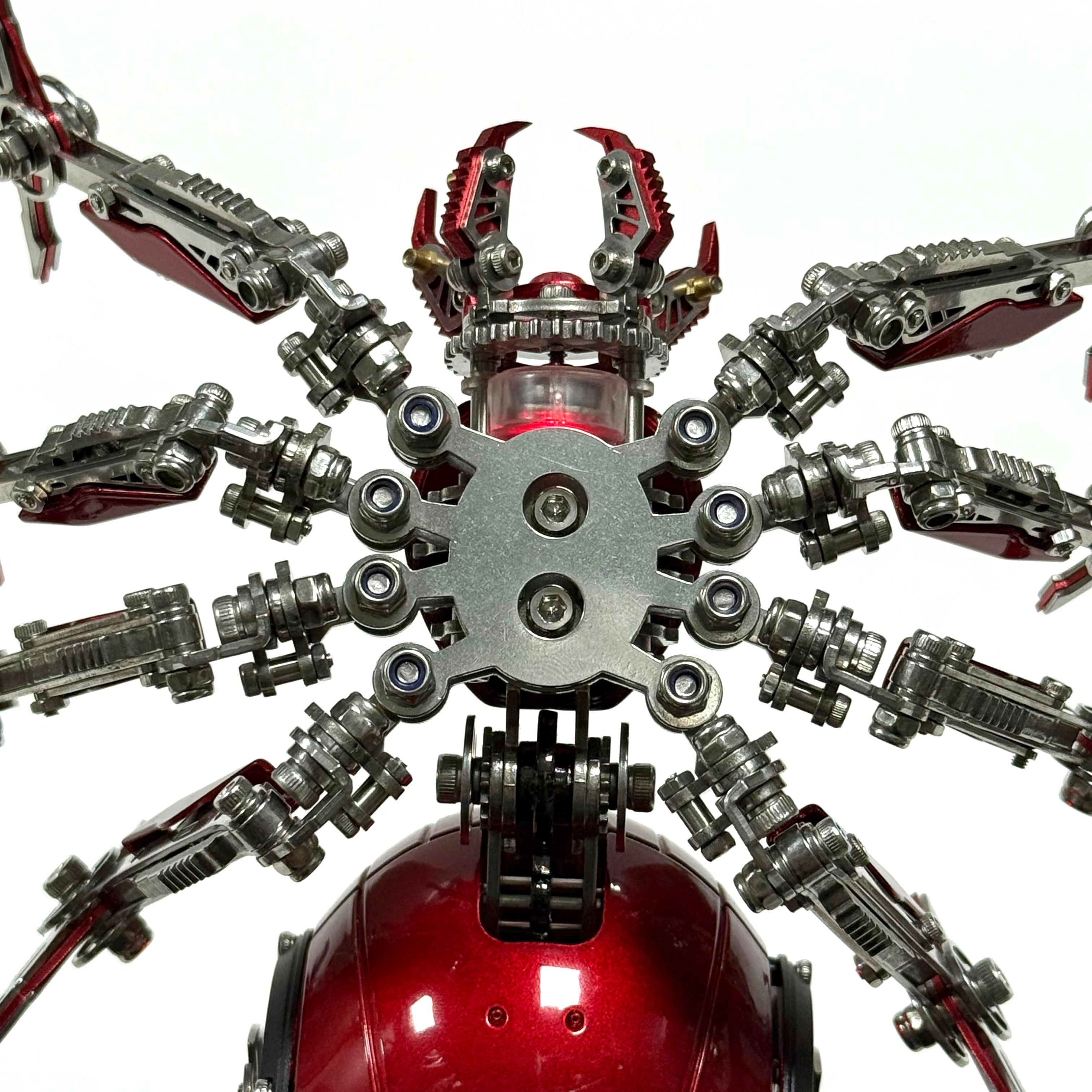 Araña Roja Mecánica Steampunk Metal 3D con Armas