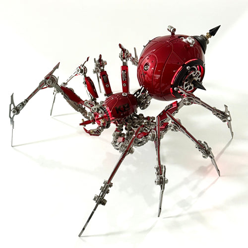 Araña Roja Mecánica Steampunk Metal 3D con Armas