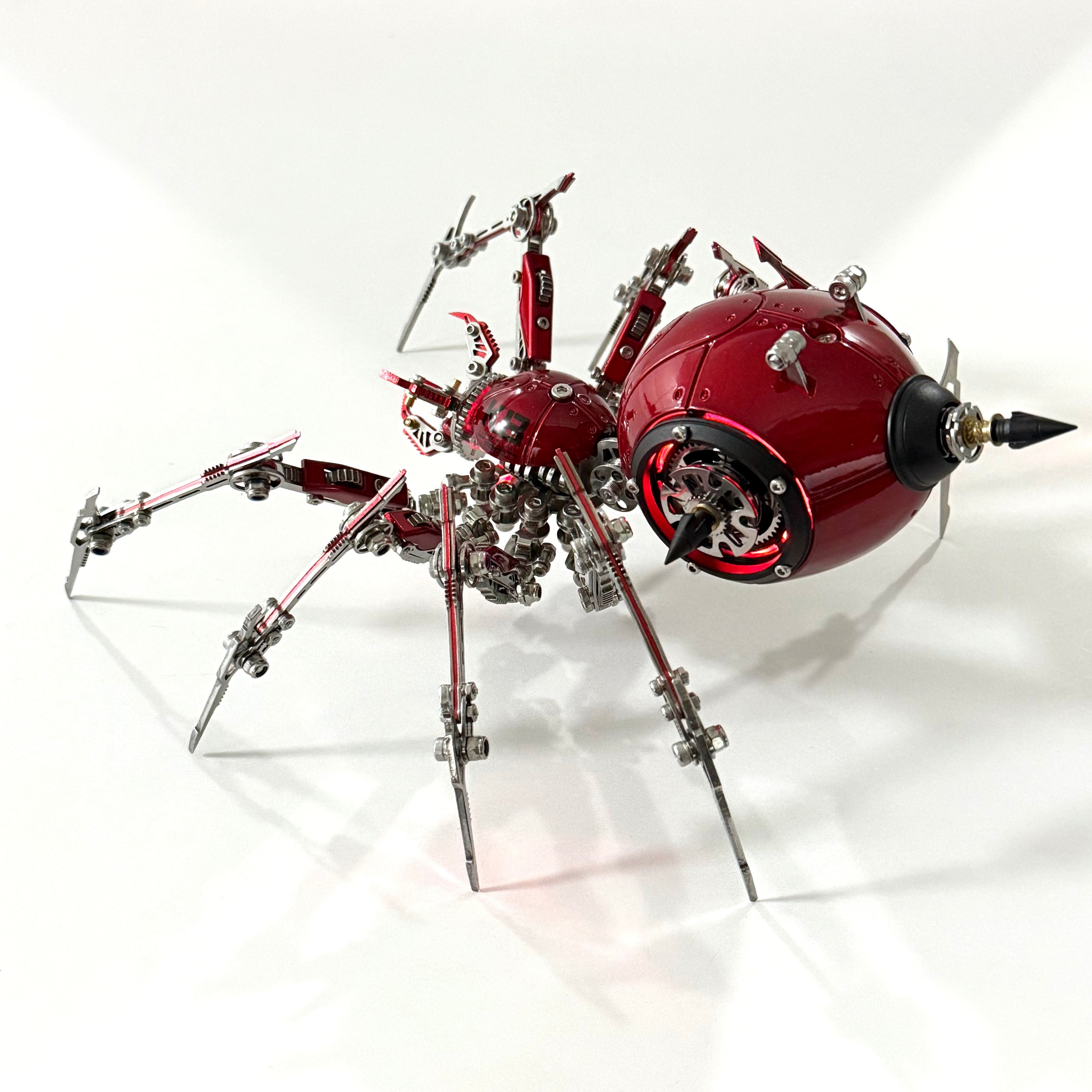 Araña Roja Mecánica Steampunk Metal 3D con Armas