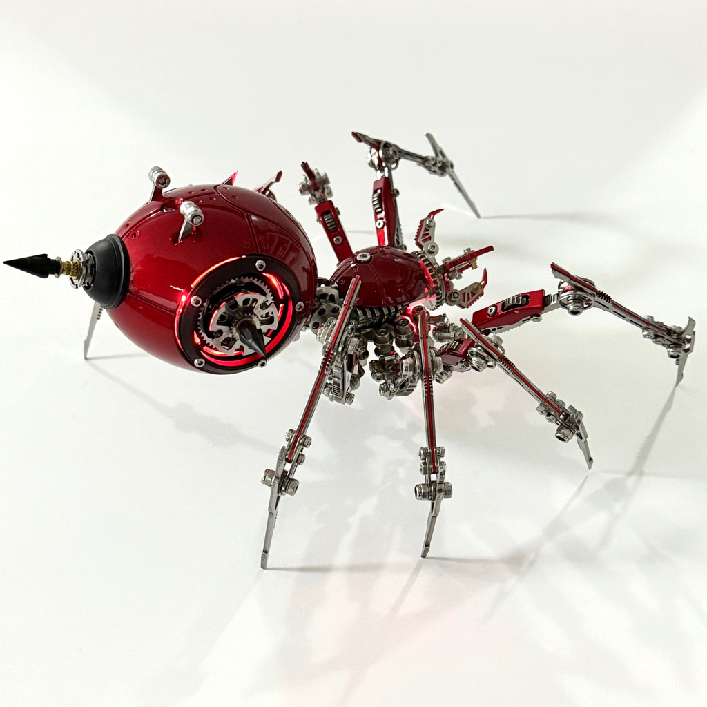 Araña Roja Mecánica Steampunk Metal 3D con Armas