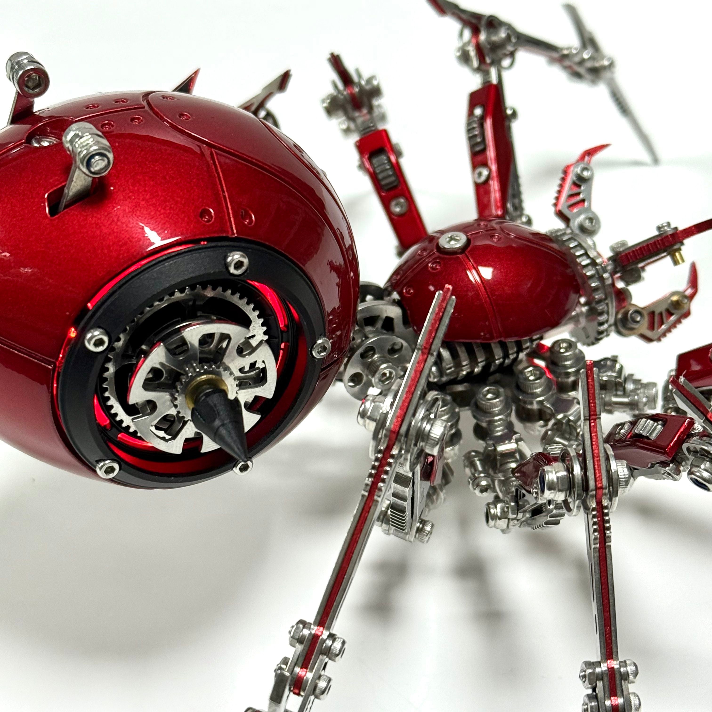 Araña Roja Mecánica Steampunk Metal 3D con Armas
