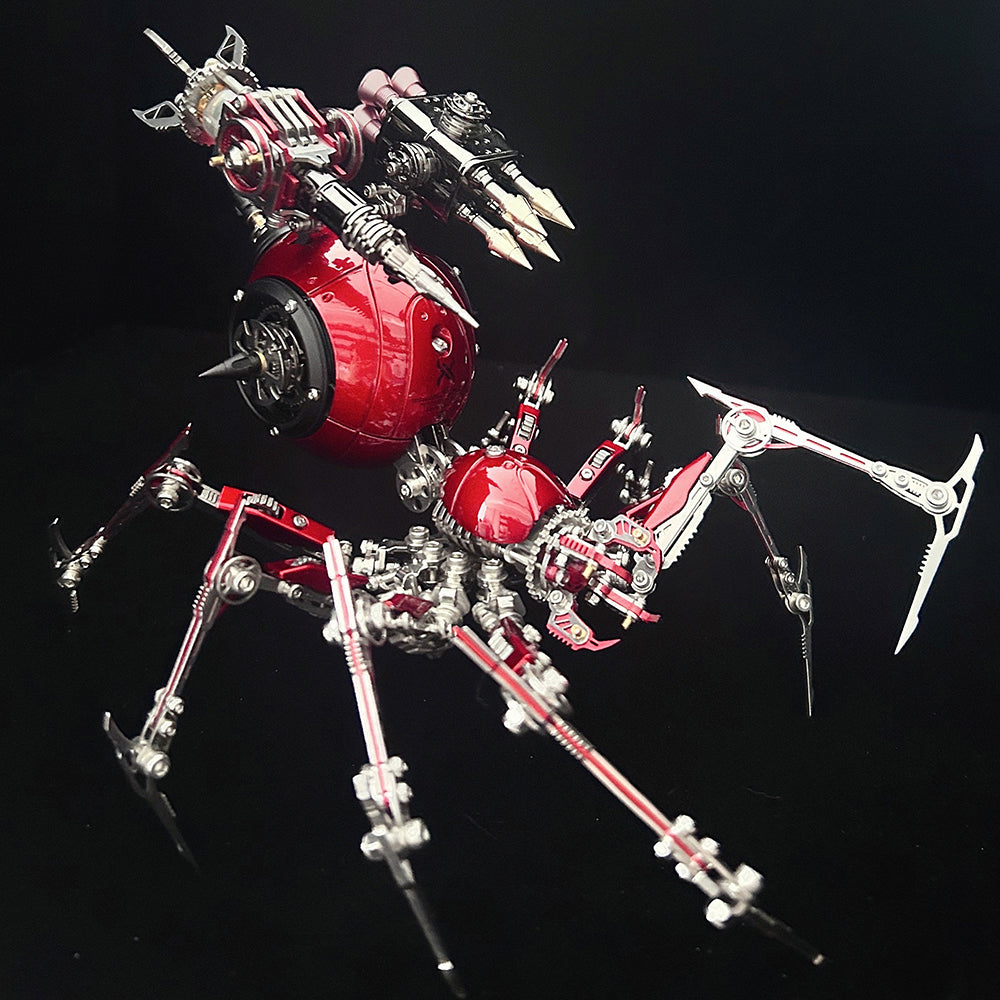 Araña Roja Mecánica Steampunk Metal 3D con Armas