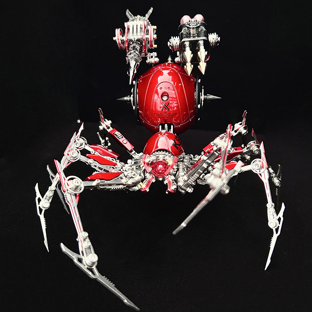Araña Roja Mecánica Steampunk Metal 3D con Armas