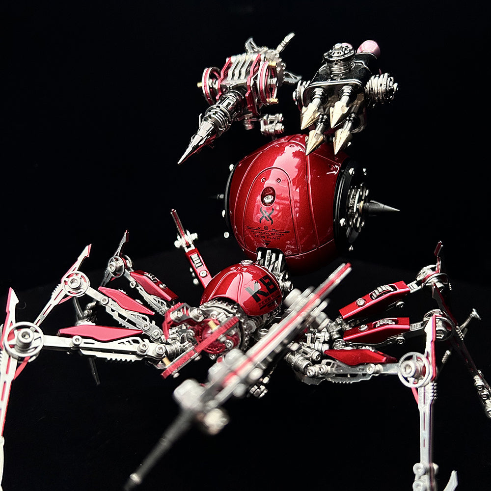 Araña Roja Mecánica Steampunk Metal 3D con Armas