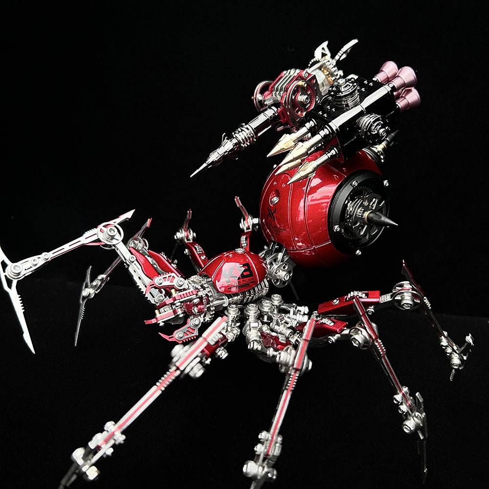 Araña Roja Mecánica Steampunk Metal 3D con Armas