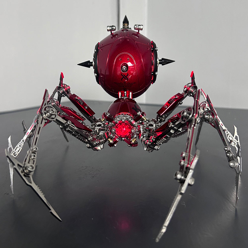 Araña Roja Mecánica Steampunk Metal 3D con Armas