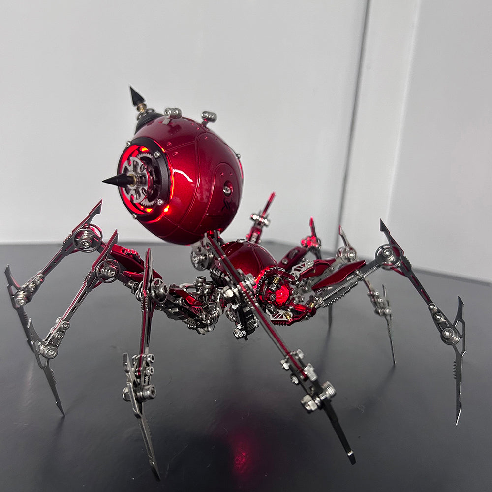 Araña Roja Mecánica Steampunk Metal 3D con Armas