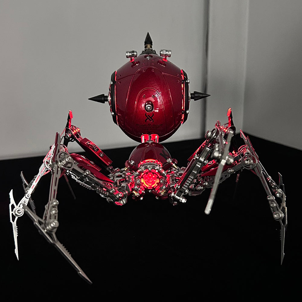 Araña Roja Mecánica Steampunk Metal 3D con Armas