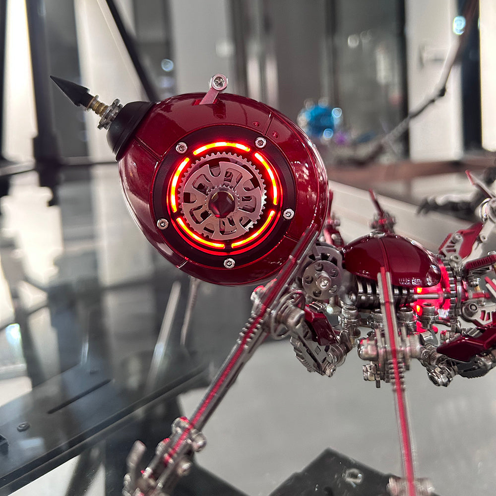 Araña Roja Mecánica Steampunk Metal 3D con Armas