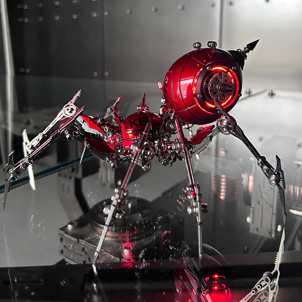 Araña Roja Mecánica Steampunk Metal 3D con Armas