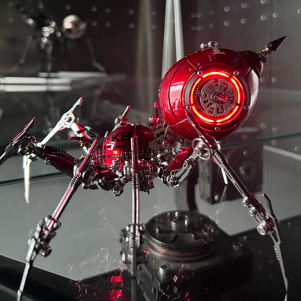 Araña Roja Mecánica Steampunk Metal 3D con Armas