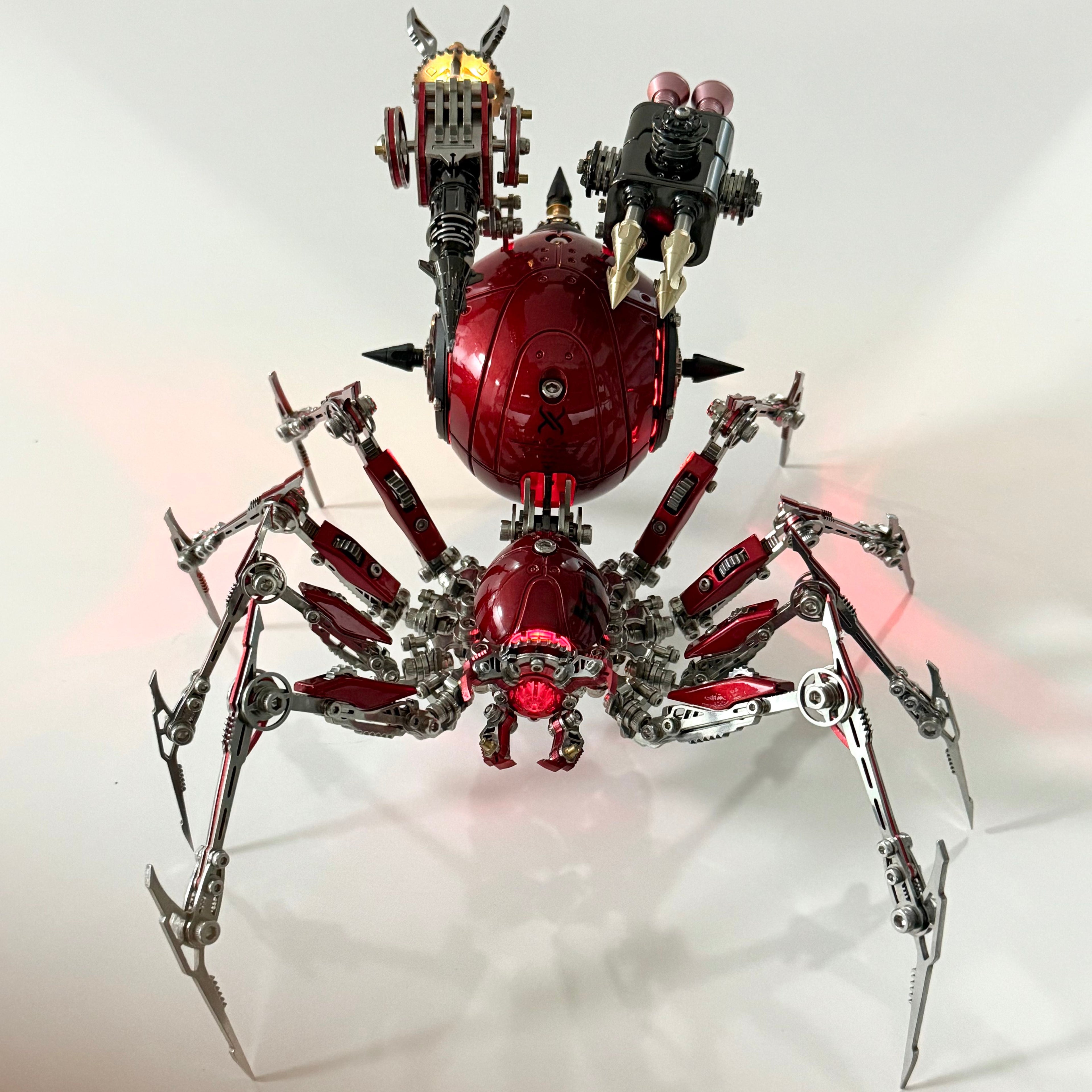 Araña Roja Mecánica Steampunk Metal 3D con Armas