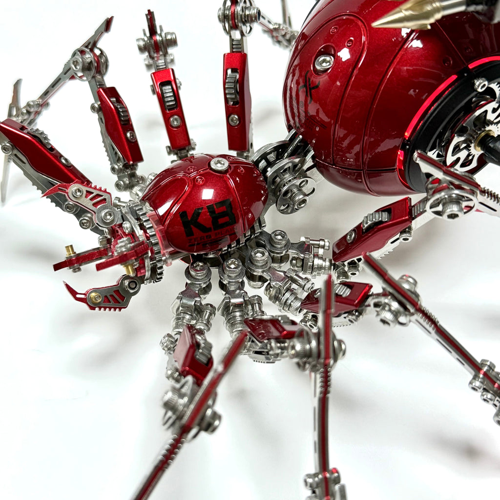 Araña Roja Mecánica Steampunk Metal 3D con Armas