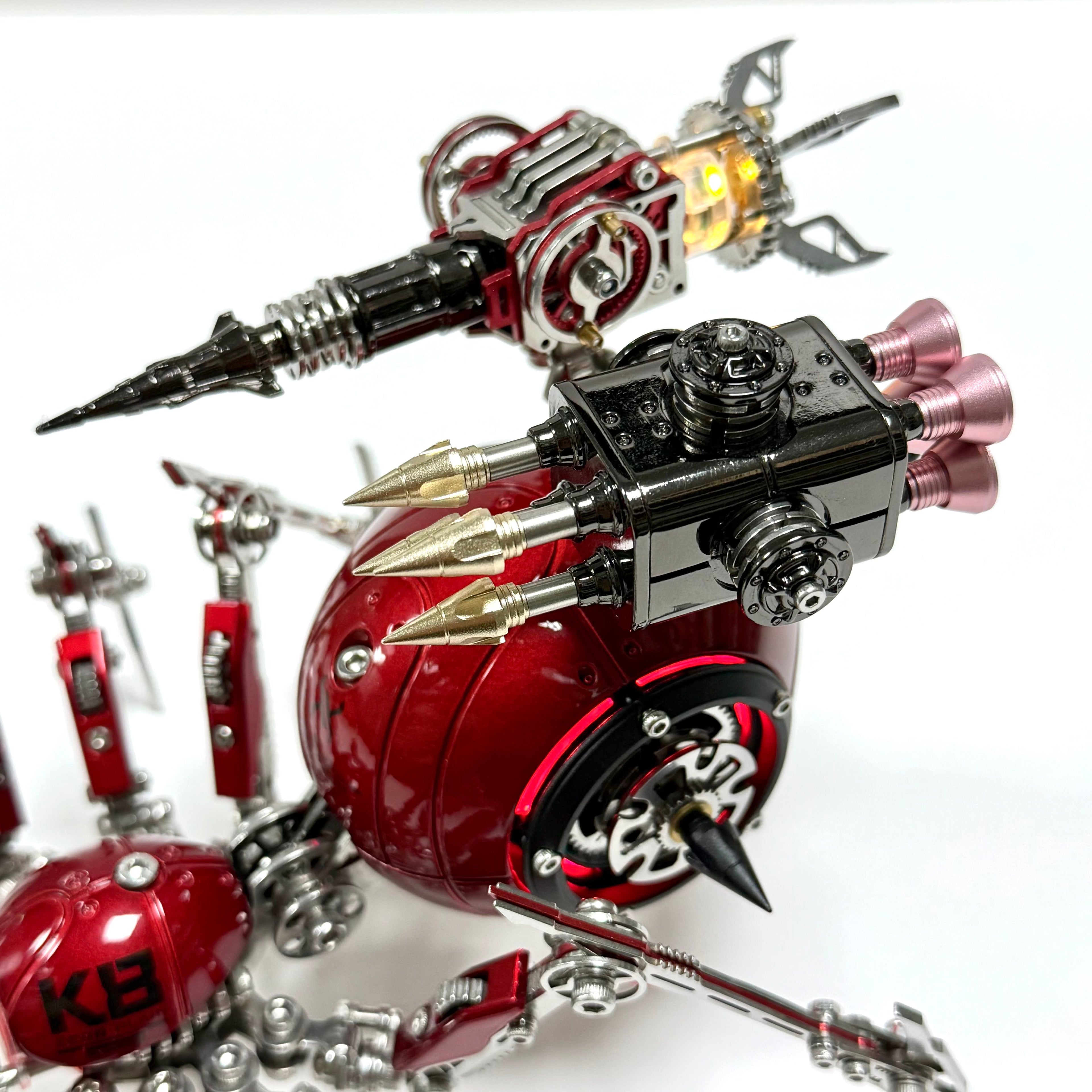 Araña Roja Mecánica Steampunk Metal 3D con Armas