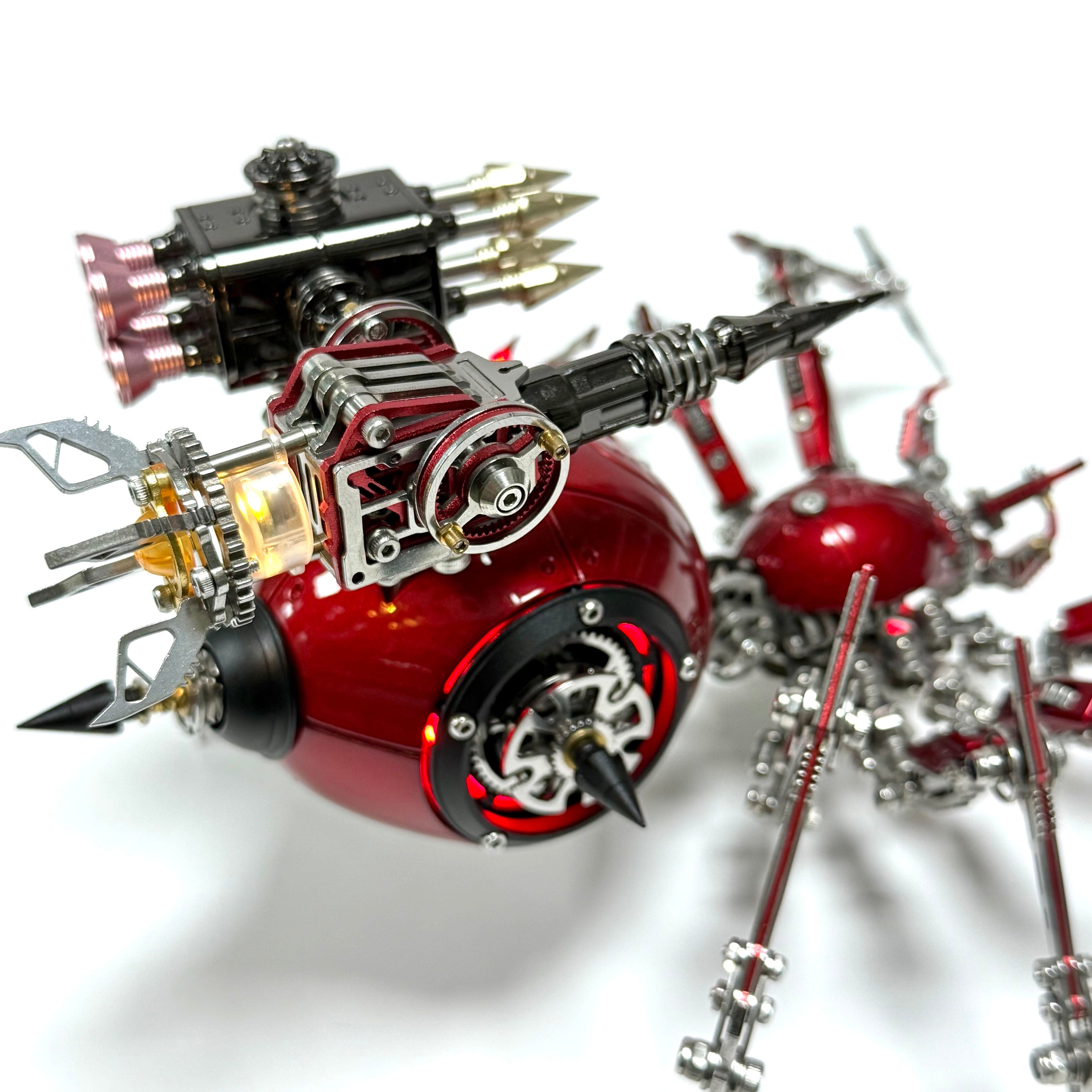 Araña Roja Mecánica Steampunk Metal 3D con Armas