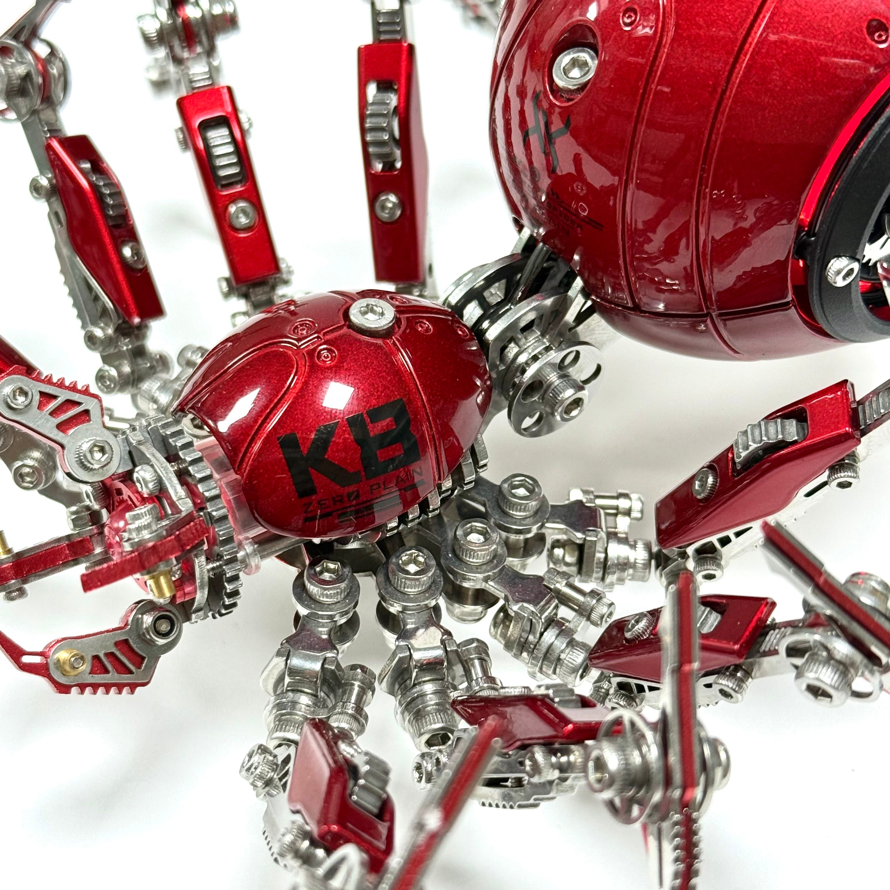 Araña Roja Mecánica Steampunk Metal 3D con Armas