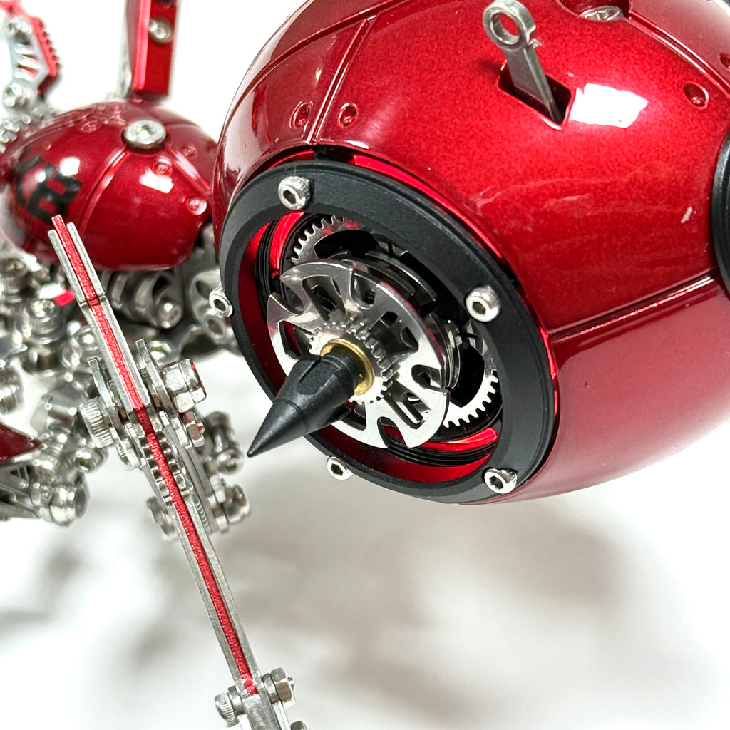 Araña Roja Mecánica Steampunk Metal 3D con Armas