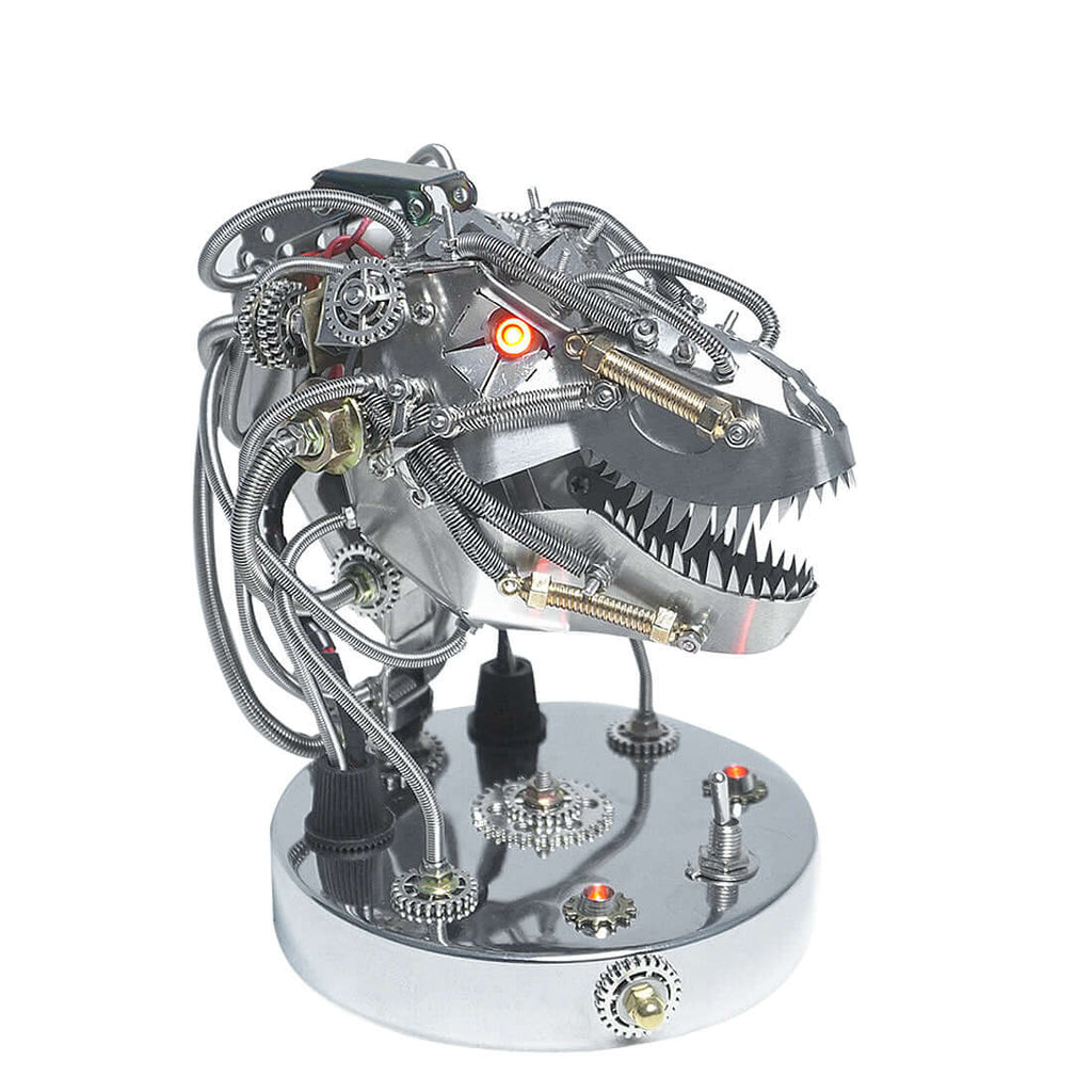 Cabeza Dinosaurio Mecánica Movible Metal 3D 180 piezas