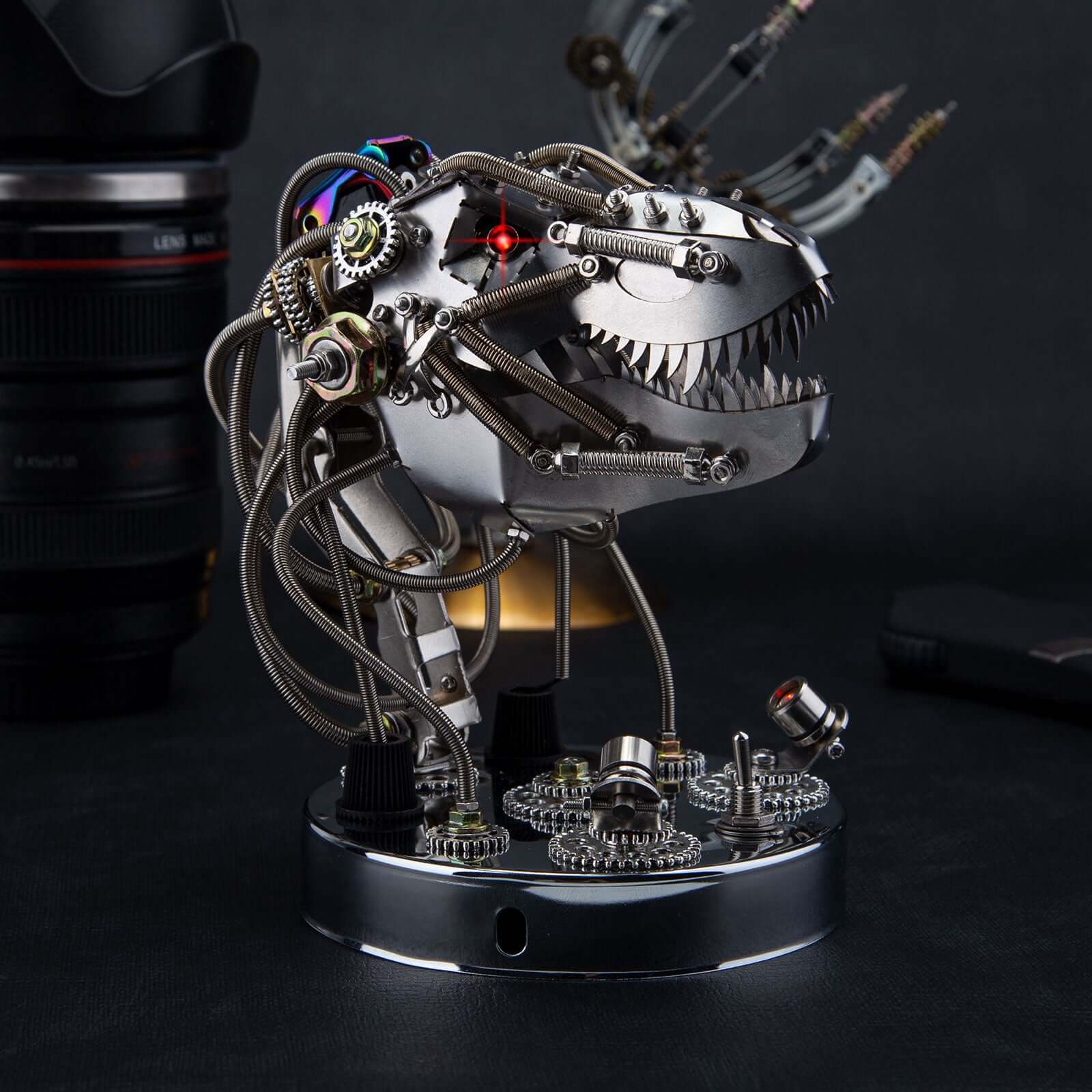 Cabeza Dinosaurio Mecánica Movible Metal 3D 180 piezas