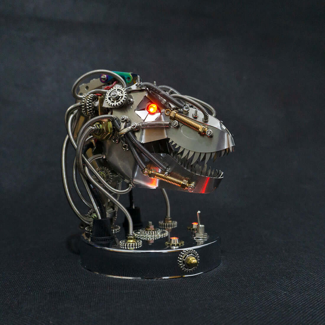 Cabeza Dinosaurio Mecánica Movible Metal 3D 180 piezas