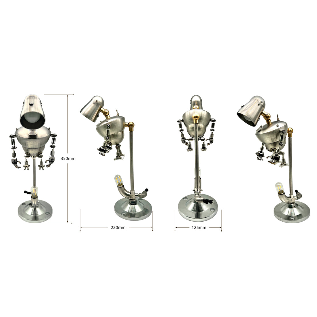 Lámpara Robot Steampunk Metal No.3 Enchufe US