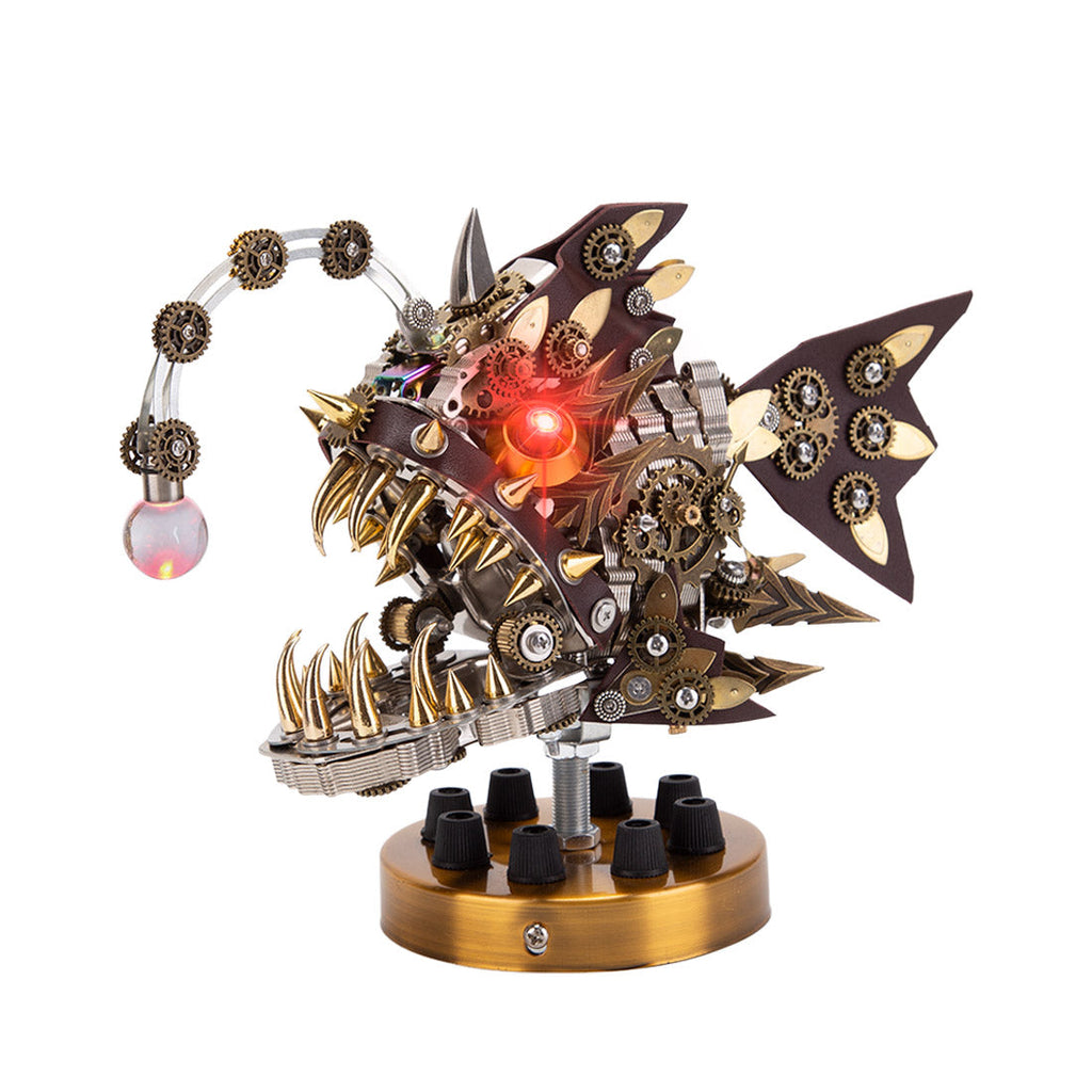 Pez Linterna Steampunk Metal 3D con Base
