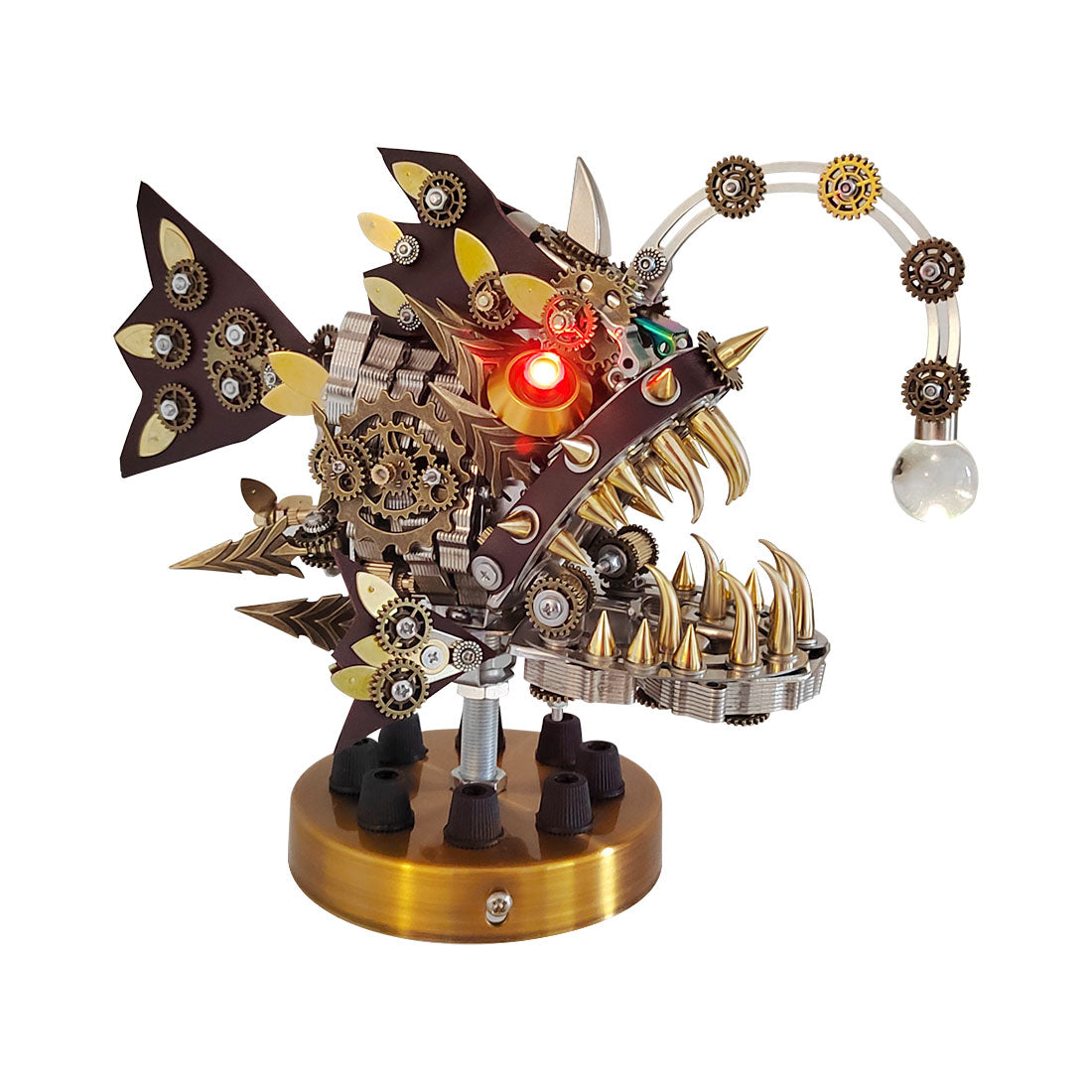 Pez Linterna Steampunk Metal 3D con Base