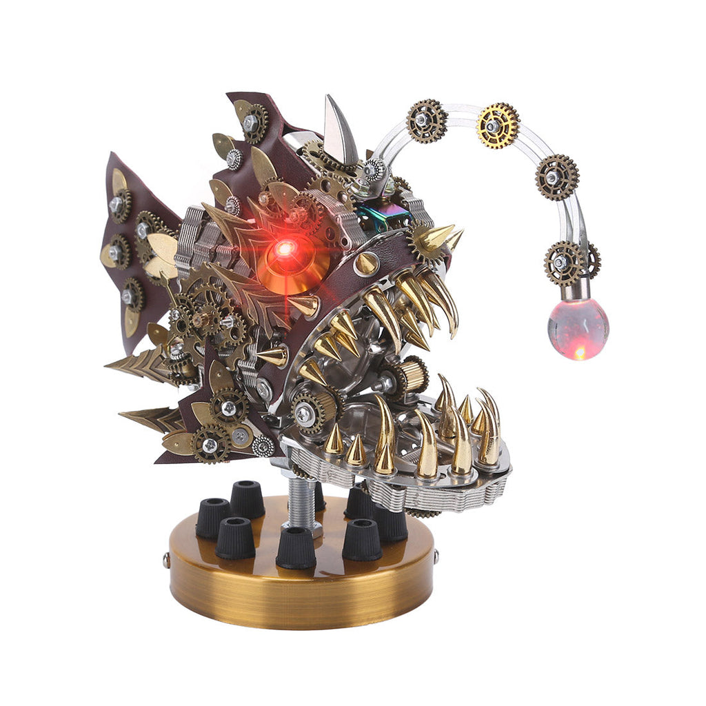 Pez Linterna Steampunk Metal 3D con Base