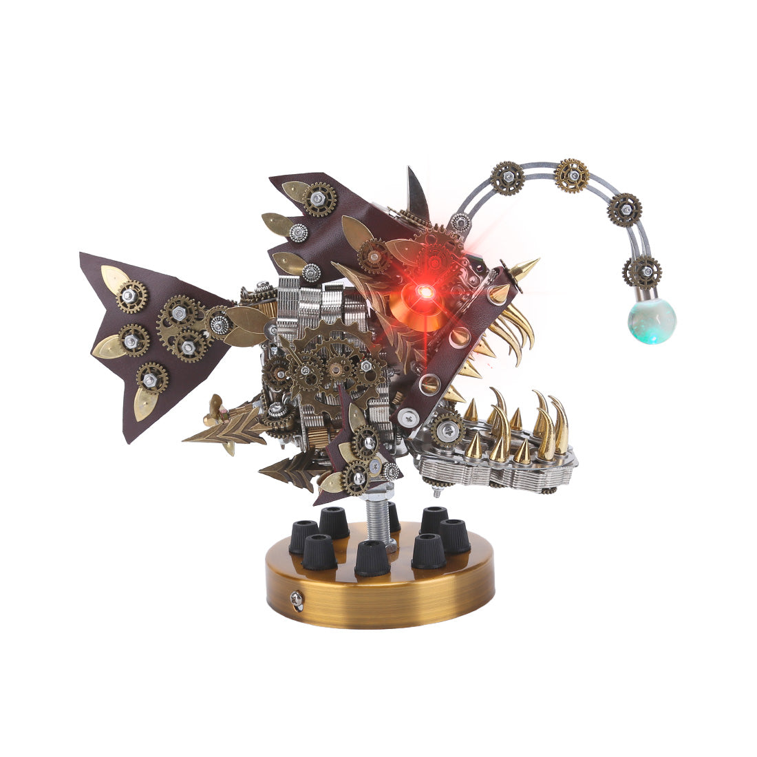Pez Linterna Steampunk Metal 3D con Base