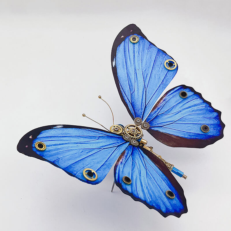 Mariposa Morphidae Steampunk Metal 3D