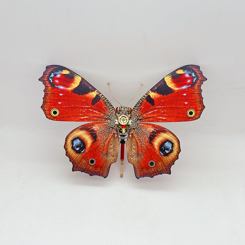Mariposa Pavo Real Ninfa Steampunk Metal 3D