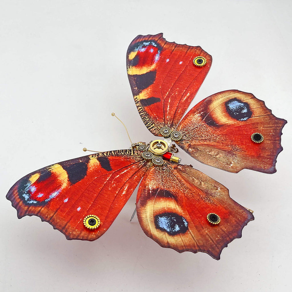 Mariposa Pavo Real Ninfa Steampunk Metal 3D