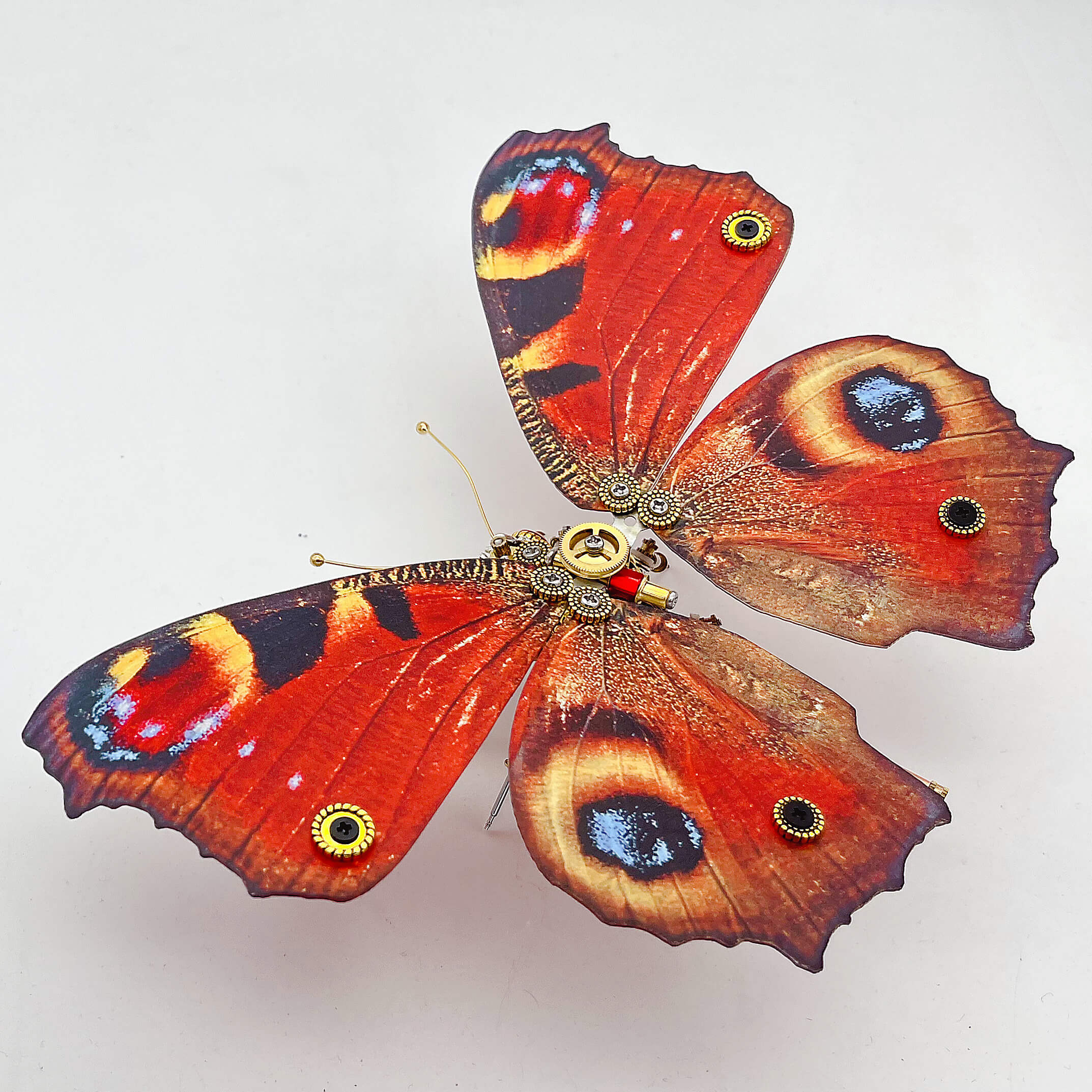 Mariposa Pavo Real Ninfa Steampunk Metal 3D
