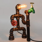 Lámpara Mesa Vintage Tubería Metal Steampunk