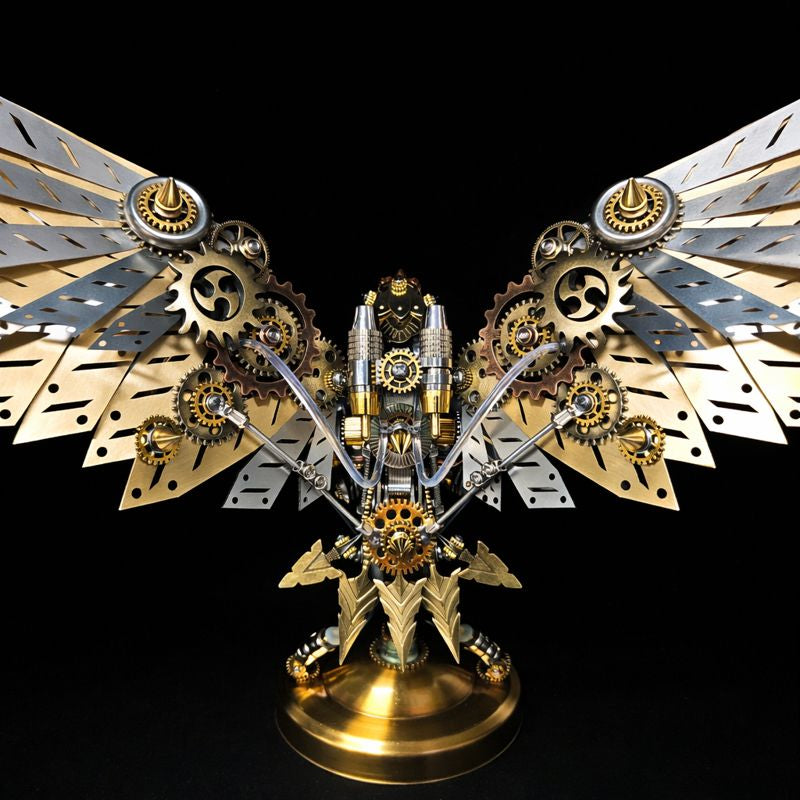 Águila Mecánica Steampunk Metal 3D con Ojos LED
