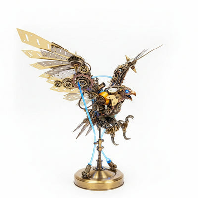 Águila Mecánica Steampunk Metal 3D con Ojos LED